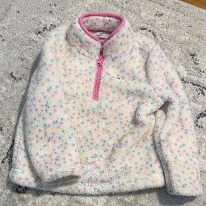 Vineyard Vines Kids Cream Fuzzy Pullover with Pink Trim & Multicolor Dots